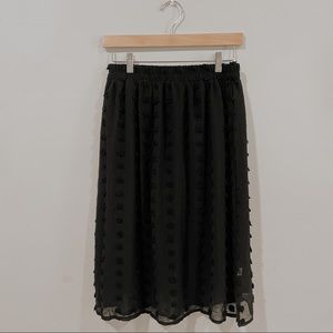 🤍Shein | black swiss dot midi skirt